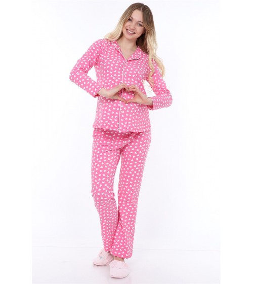 Luvmabelly MYRA9530 Düğmeli Biyeli Hamile Pijama Takımı - Pembe